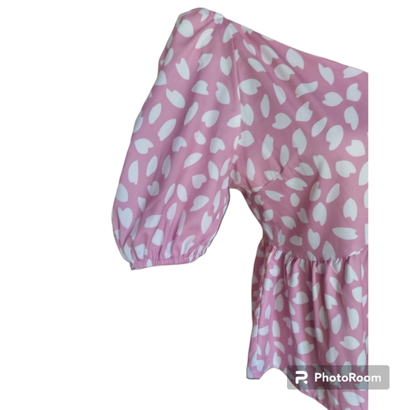 SHEIN| PINK 🩷 WHITE PEPLUM TOP SIZE M - Picture 7 of 8